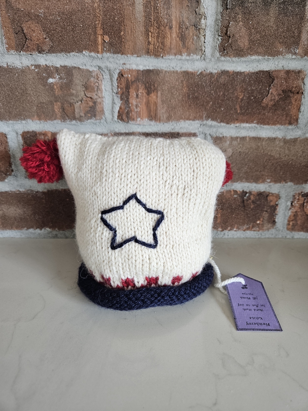 Handmade Baby Americana 4th Of July Knit Star Pom Pom Hat